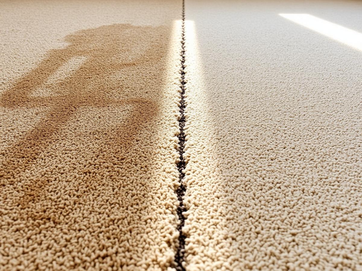 Carpet before and after professional steam cleaning